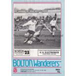 BOLTON / CHELSEA Programme from the famous match at Burnden Park v Chelsea 7/5/1983 which meant that