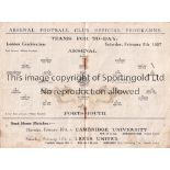 ARSENAL Home programme v Portsmouth Reserves 5/2/1927. London Combination. Rusty staples. Detached