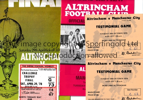 ALTRINCHAM Small miscellany including programme and ticket for the home friendly v. Man. City 30/