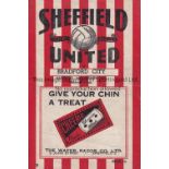 SHEFFIELD UTD V BRADFORD CITY 1945 Programme for the FL North Cup match at Sheffield 24/3/1945,