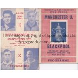 MANCHESTER UNITED / FA CUP Two pirate issue programmes by T. Ross v Blackpool 1948 Final discoloured