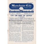 MAN CITY Four page home programme v Manchester United Manchester Senior Cup Semi Final 16/12/1953.