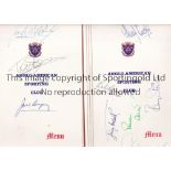 BOXING Three signed Anglo American Sporting Club Dinner menus January 1966 in honour of Henry