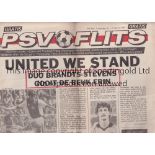 MANCHESTER UNITED PSV Newspaper covering the match. Dated 24/10/84 Wear along folds. Generally
