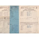 CRICKET A collection of 87 Cricket scorecards 1936-1989. Includes scorecards from England v