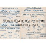 CHELSEA Three home single sheets from the 1942/43 season v West Ham United ,Tottenham Hotspur (