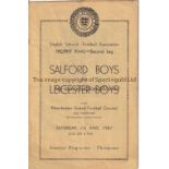 MAN UNITED Programme Salford Boys v Leicester Boys at 7/6/1947 at Manchester United. A little