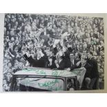 CELTIC A b/w 16 x 12 photo of the players aboard an open top bus parading the European Cup around