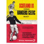 GEORGE BEST Programme for Scotland XI v Rangers / Celtic Select 27/1/1971 Disaster Fund match at