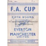 EVERTON Pirate home programme printed by Hills v Manchester United FA Cup 3rd Round 14/2/1953.