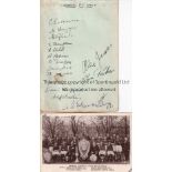 ARSENAL Sixteen 1932 Arsenal signatures on a small sheet to include Whitaker, Hapgood, Coleman Jack,