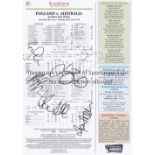 ENGLAND V AUSTRALIA 2013 AUTOGRAPHS Complete printed scorecard for the Test Match at Lords in July