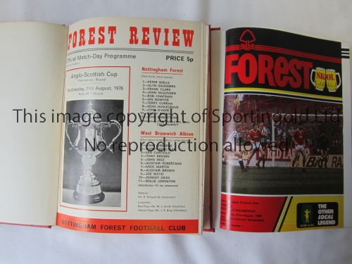 NOTTINGHAM FOREST Two professionally bound volumes, in red with gold lettering for 76-77 and 85-86