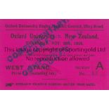 RUGBY Ticket for Oxford University v New Zealand 20/11/1924, a match that the Kiwis won 33-15 on