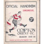 CLAPTON ORIENT Clapton Orient Official Handbook 64 pages 1931/32 . Generally good