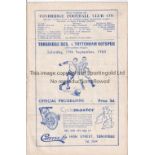 TOTTENHAM HOTSPUR Programme for the away Met. League match v. Tonbridge Reserves 19/9/1953, slight
