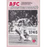 GEORGE BEST Programme for the Bournemouth home match v Doncaster Rovers 2/5/1983 in which Best