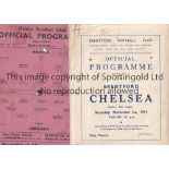 CHELSEA Two 4 page Chelsea away programmes from the 1941/42 season v Brentford 1/11/1941 (team