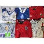 FOOTBALL SHIRTS A collection of 6 replica shirts all signed, 2 England shirts (home and away) signed