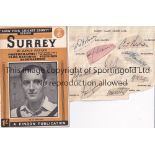 SURREY CCC / AUTOGTAPHS A Surrey CCC Know Your County Cricket booklet issued by Findon in 1949