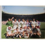 WEST HAM A col 16 x 12 photo of the players celebrating with the FA Cup in front of photographers