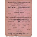 CLAPTON ORIENT Two single sheet homes from the 1942/43 season v Fulham (a few holes/team changes )