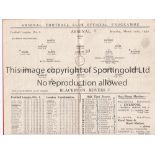 ARSENAL Home programme v Blackburn Rovers 29/3/1930. Score, scorers and half times inserted.