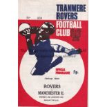 MANCHESTER UNITED Programme for the away Friendly v Tranmere Rovers 6/8/1971. Generally good