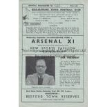 ARSENAL Programme for the away Friendly v. Biggleswade Town 1/9/1954, very slightly creased.