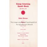 ARSENAL / GEORGE ARMSTRONG BENEFIT Single card menu for the Arsenal v Barcelona 12/3/1974 George