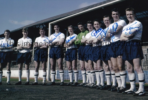 TOTTENHAM A col 12 x 8 photo of players lining up shoulder to shoulder during in the goalmouth at