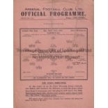 ARSENAL V WEST HAM 1941 Single sheet programme for the Arsenal home League War Cup match 29/3/