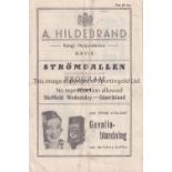 WEDNESDAY Programme, songsheet and a newspaper cutting from Gastrikland ( Sweden ) v Sheffield