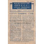 MANCHESTER CITY V LIVERPOOL 1945 Programme for the FL North Cup match in Manchester 14/4/1945,