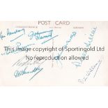 CHELSEA Black & White postcard team group of the Championship Chelsea winning side of 1954/55 signed