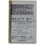 EVERTON Home programme v Arsenal 24/9/1921. Tape at spine. No writing . Fair