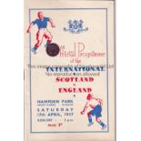 SCOTLAND V ENGLAND 1937 Programme for the International at Hampden Park 17/4/1937. Generally good