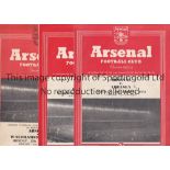 ARSENAL Three home programmes in the London Challenge Cup v. Walthamstow Avenue 52/3 with minor
