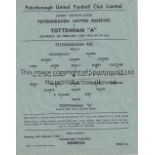 TOTTENHAM HOTSPUR Single sheet programme for the away Eastern Counties League match v.