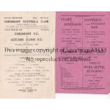 NON-LEAGUE FOOTBALL Two programmes: Horsham v Newhaven 10/4/1948 and Cheshunt v Hitchin Town 18/2/