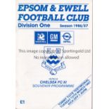 GEORGE BEST Programme for Epsom & Ewell v Chelsea XI 10/3/1987 in which Best played for Epsom &