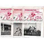 MANCHESTER UNITED Seventeen reserve and youth home programmes, all with tokens missing v. Sheff.