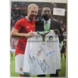 PAUL SCHOLES Signed 16” x 12” photos showing Scholes shaking hands with Alex Ferguson after his