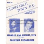 GEORGE BEST Programme for Dunstable Town v Cork Celtic 12/8/1974 at Creasy Park, Dunstable. Best and