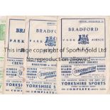 BRADFORD PARK AVENUE Four home programmes 54-55 X2 Stockport & Southport, (stain to spine area) 55-