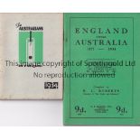 ENGLAND / AUSTRALIA Two brochures "The Australians in England" 1934 20 Page pocket size brochure and