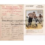 WOOLWICH ARSENAL Signed letter from secretary Philip Kelso on hard card official Woolwich Arsenal