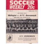 BOURNEMOUTH Programme and ticket Wellington ( New Zealand ) v Bournemouth match 9/6/1973. The ticket