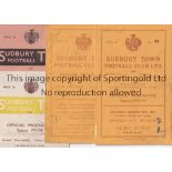 SUDBURY TOWN V BURY TOWN Thirteen programmes for matches at Sudbury: 52/3, 53/4 slight tear, 54/5,