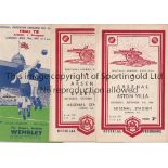 ARSENAL Three programmes, 2 homes v. Everton and Aston Villa 1948/9 and 1950 FA Cup Final v.